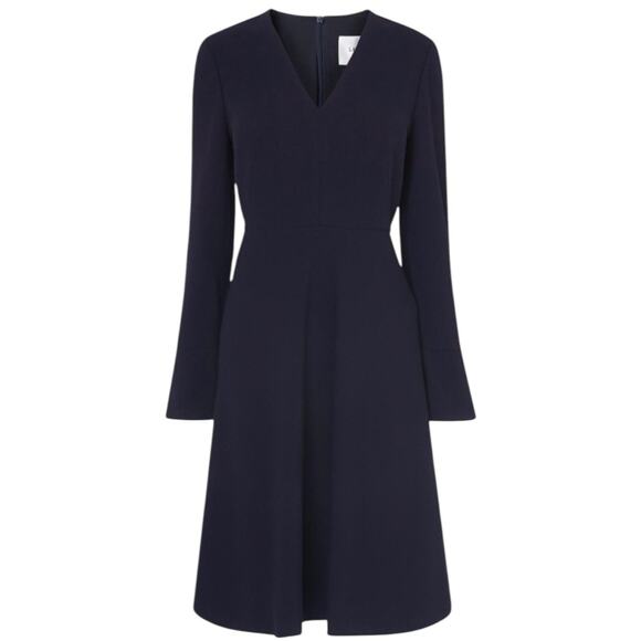 LK Bennett Dresses & Skirts - L.K. Bennett Amana Dress Size US 8 Navy Fit & Flare Long Sleeve V-Neck